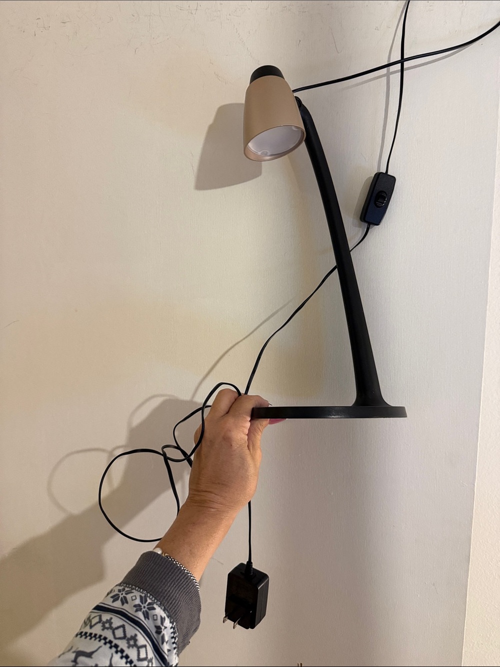 Modern Black Desk Lamp with Beige Shade